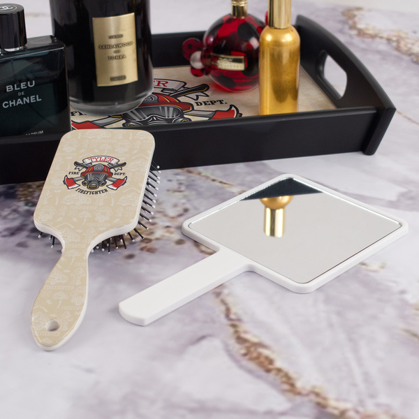Firefighter Hair Brush - With Hand Mirror