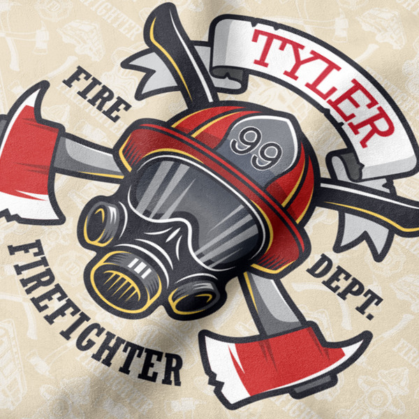 Firefighter Hooded Baby Towel- Detail Close Up