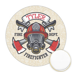 Firefighter Printed Cookie Topper - Round (Personalized)