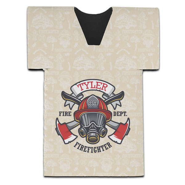 Firefighter Jersey Bottle Cooler - Set of 4 - FRONT (flat)