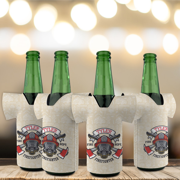 Firefighter Jersey Bottle Cooler - Set of 4 - LIFESTYLE