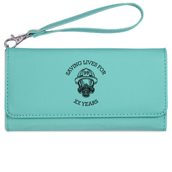Firefighter Ladies Leatherette Wallet - Laser Engraved- Teal (Personalized)