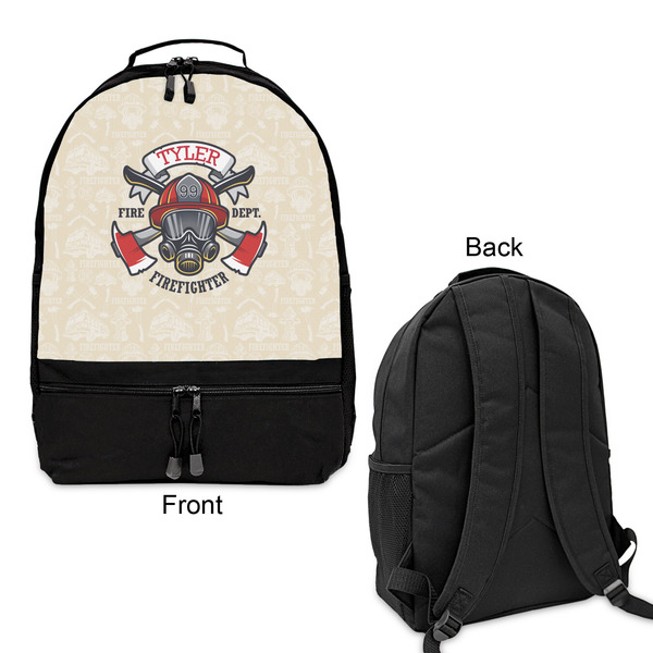 Firefighter Large Backpack - Black - Front & Back View