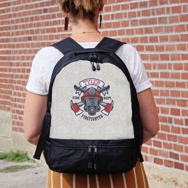 Firefighter Large Backpack - Black - On Back
