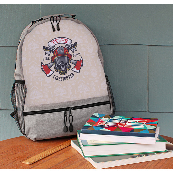Firefighter Large Backpack - Gray - On Desk