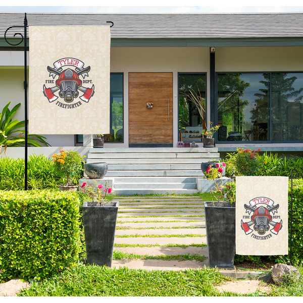Custom Firefighter Large Garden Flag - Double Sided (Personalized)
