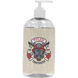 Firefighter Plastic Soap / Lotion Dispenser (16 oz - Large - White) (Personalized)