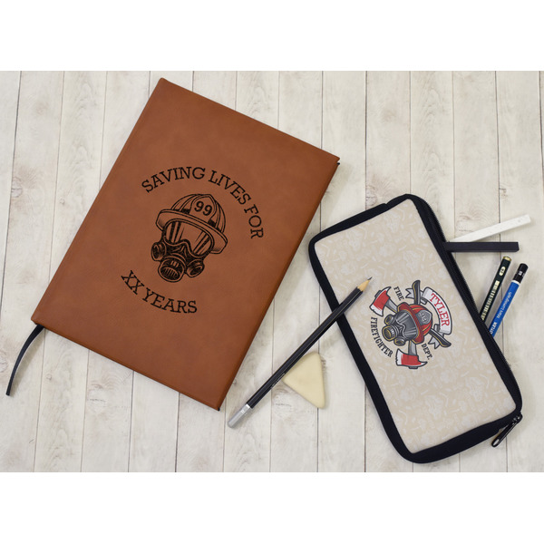 Firefighter Leather Sketchbook - Large - Single Sided - In Context