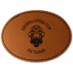 Firefighter Faux Leather Iron On Patch - Oval (Personalized)