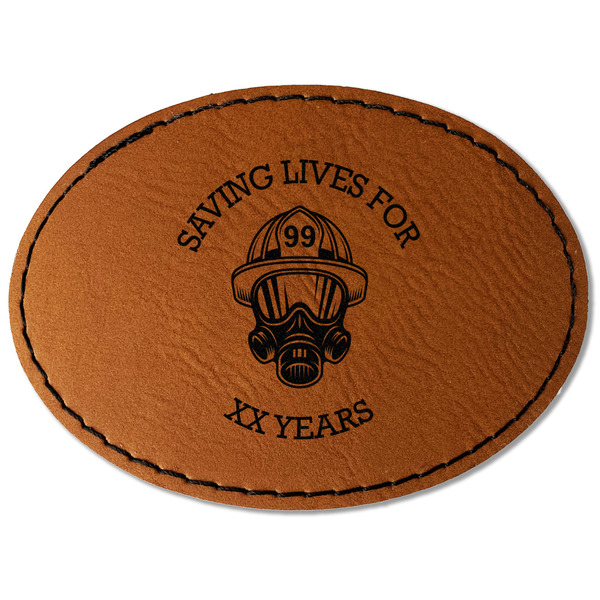 Custom Firefighter Faux Leather Iron On Patch - Oval (Personalized)