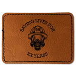 Firefighter Faux Leather Iron On Patch - Rectangle (Personalized)