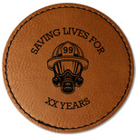 Firefighter Faux Leather Iron On Patch - Round (Personalized)