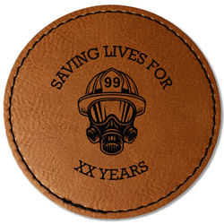 Firefighter Faux Leather Iron On Patch - Round (Personalized)