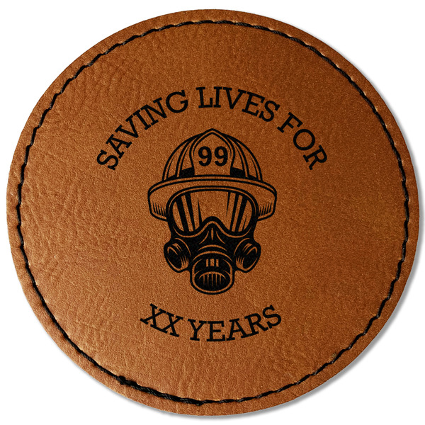 Custom Firefighter Faux Leather Iron On Patch - Round (Personalized)