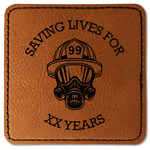 Firefighter Faux Leather Iron On Patch - Square (Personalized)