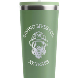 Firefighter RTIC Everyday Tumbler with Straw - 28oz - Light Green - Single-Sided (Personalized)