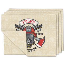 Firefighter Double-Sided Linen Placemat - Set of 4 w/ Name or Text
