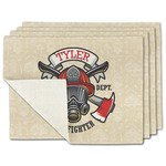 Firefighter Single-Sided Linen Placemat - Set of 4 w/ Name or Text