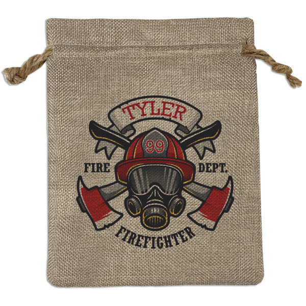 Custom Firefighter Burlap Gift Bag (Personalized)