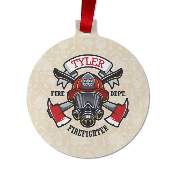 Custom Firefighter Metal Ball Ornament - Double Sided w/ Name or Text