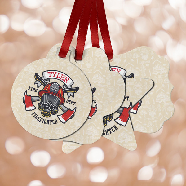 Custom Firefighter Metal Ornaments - Double Sided w/ Name or Text