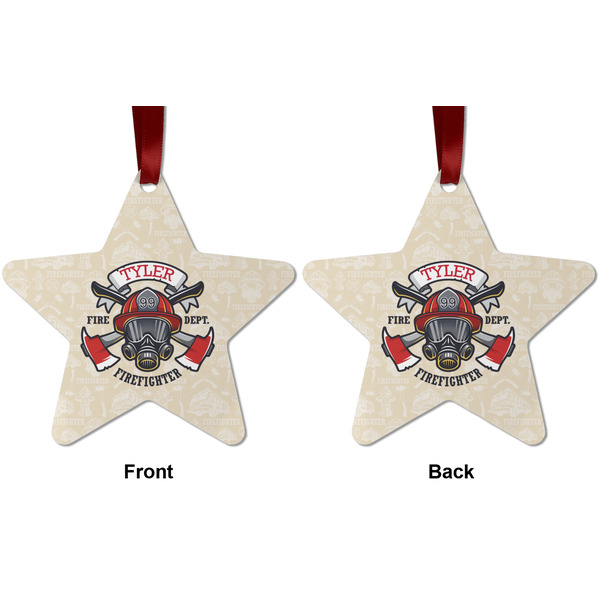 Firefighter Metal Star Ornament - Front and Back