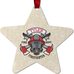 Firefighter Metal Star Ornament - Double Sided w/ Name or Text