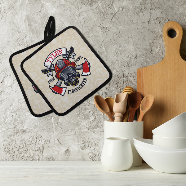 Firefighter Neoprene Pot Holder - Set of 2  LIFESTYLE