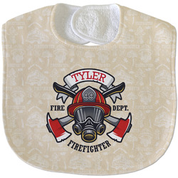 Firefighter Velour Baby Bib w/ Name or Text