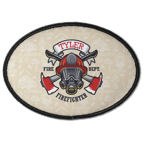 Custom Firefighter Iron On Oval Patch w/ Name or Text
