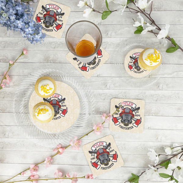 Firefighter Paper Coasters - In Context