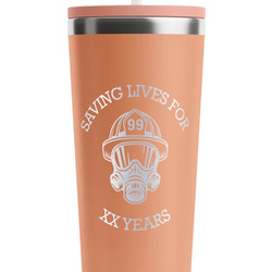 Firefighter RTIC Everyday Tumbler with Straw - 28oz - Peach - Single-Sided (Personalized)