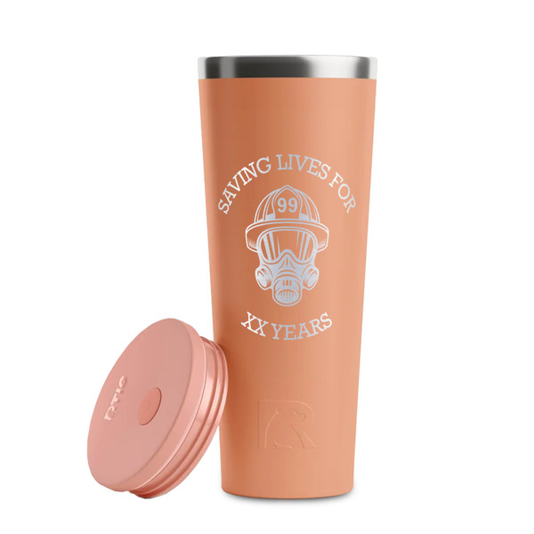 Firefighter Peach RTIC Everyday Tumbler - 28 oz. - Lid Off