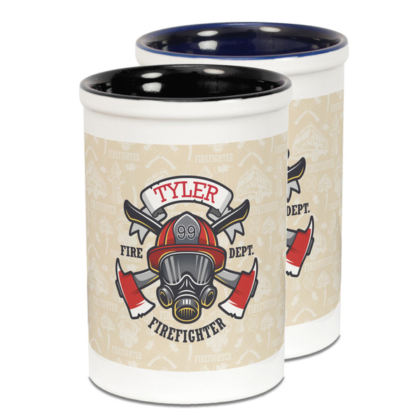 Custom Firefighter Ceramic Pencil Holder - Large