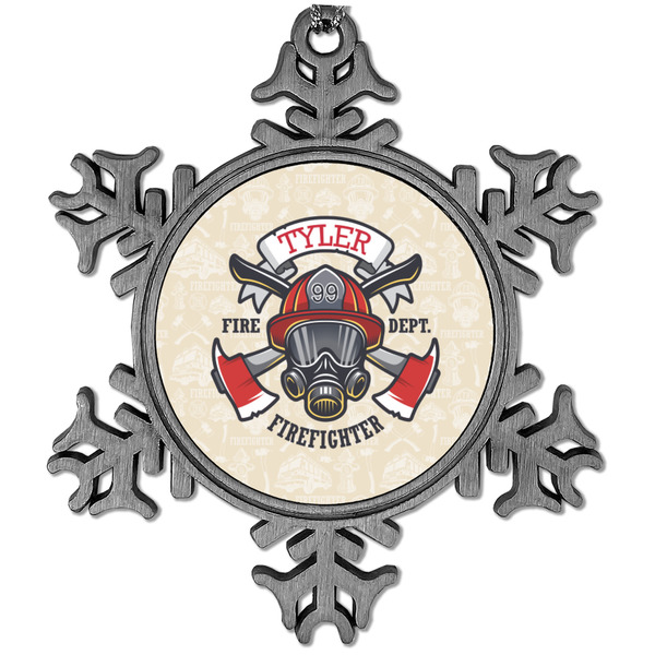 Custom Firefighter Vintage Snowflake Ornament (Personalized)