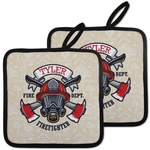 Firefighter Pot Holders - Set of 2 w/ Name or Text