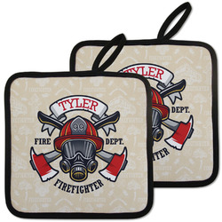 Firefighter Pot Holders - Set of 2 w/ Name or Text