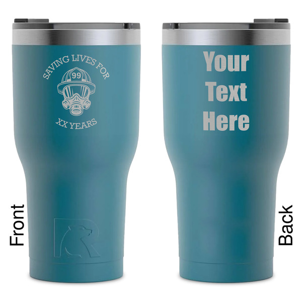Custom Firefighter RTIC Tumbler - Dark Teal - Laser Engraved - Double-Sided (Personalized)