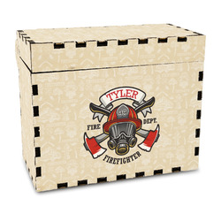 Firefighter Wood Recipe Box - Full Color Print (Personalized)