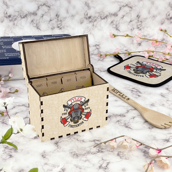 Firefighter Recipe Box - Full Color - In Context
