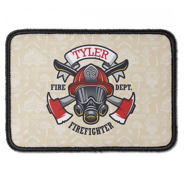 Custom Firefighter Iron On Rectangle Patch w/ Name or Text