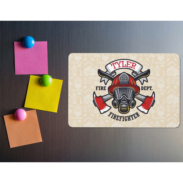 Firefighter Rectangular Fridge Magnet - LIFESTYLE