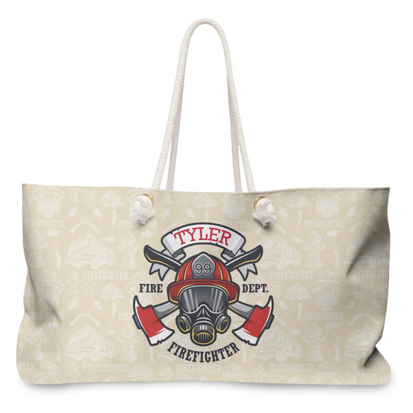 Custom Firefighter Large Tote Bag with Rope Handles (Personalized)