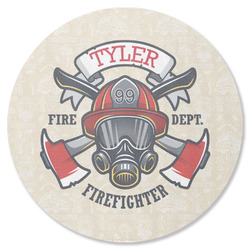 Firefighter Round Rubber Backed Coaster (Personalized)