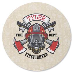 Firefighter Round Rubber Backed Coaster (Personalized)