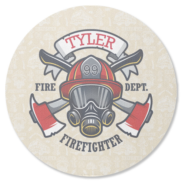 Custom Firefighter Round Rubber Backed Coaster (Personalized)