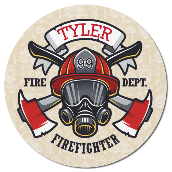 Firefighter Round Fridge Magnet - FRONT