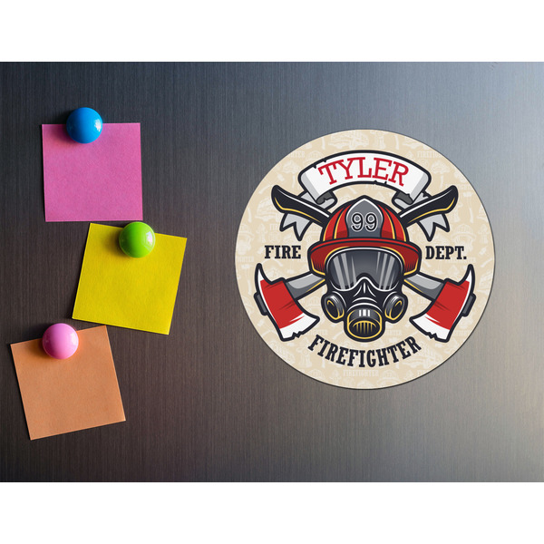 Firefighter Round Fridge Magnet - LIFESTYLE