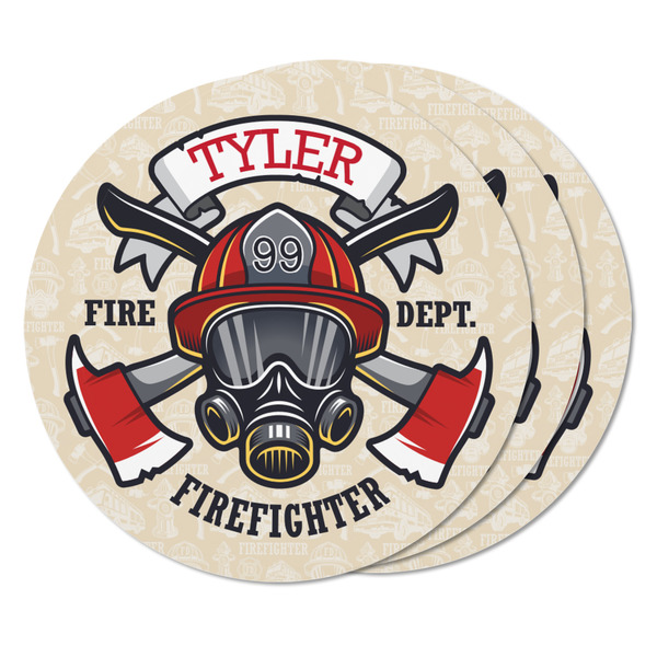 Firefighter Round Fridge Magnet - THREE