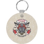 Firefighter Round Plastic Keychain (Personalized)